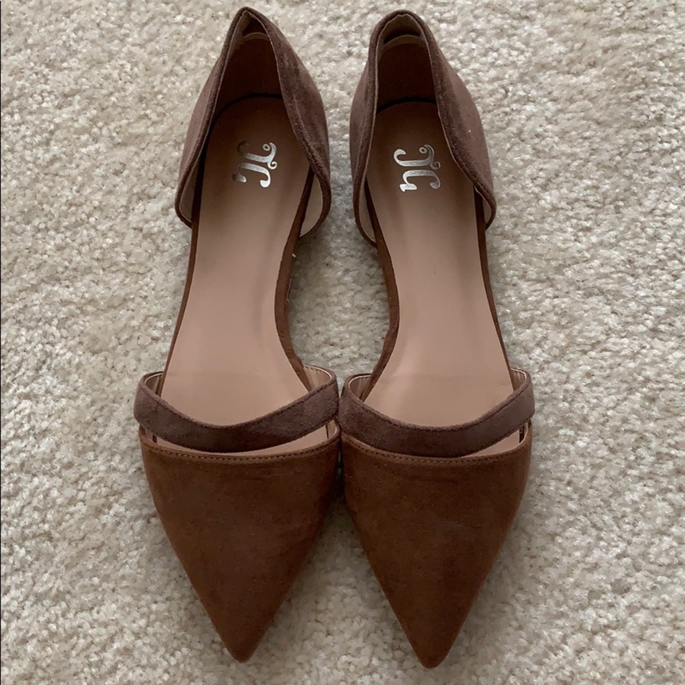Cognac suede flats